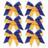 Cheerleader Bows 8 Inch Comb Color Ponytail Holder with Bling Fling Rhinestones Hair Tie Cheerleading Bows 6 Pcs (Royal Blue/Gold)