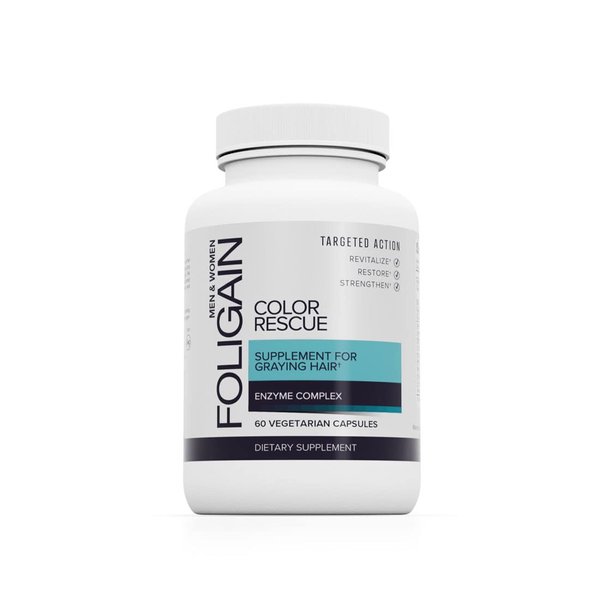 Foligain Color Rescue Supplement for Graying Hair, Healthy Hair Supplement, Biotin Supplement, 60 Count