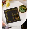 Cheers to 40 Years Cocktail Napkins - 50PK - 3-Ply 40th Birthday Napkins 5x5 Inches Disposable Party Napkins Paper Beverage Napkins for 40th Birthday Decorations Wedding Anniversary Black and Gold