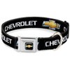 Buckle-Down Seatbelt Buckle Dog Collar - Chevy Bowtie Black/Gold Logo REPEAT - 1.5" Wide - Fits 16-23" Neck - Medium