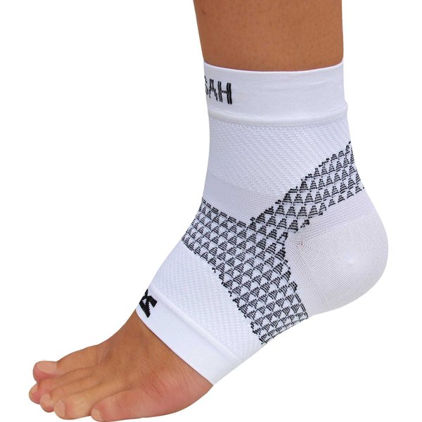 Zensah PF Compression Sleeve (single) - Plantar Fasciitis Sleeve, Relieve Heel Pain, Arch Support, Reduce Swelling - Foot Sleeve, Plantar Fasciitis Sock,L,White