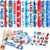 Cherisnowy 48 Skiing 24PCS Skiing Temporary Tattoos Sticker 24PCS Slap Bracelets Perfect for Themed Birthday Party Favors Baby Showers or Classroom Rewards Ideal Decor and Gifts for Girls and Boys