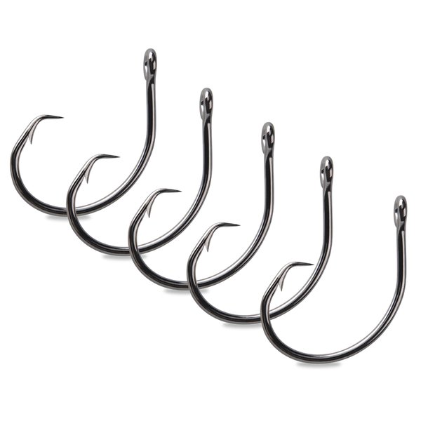 Mustad Demon Circle Hook, in Line, Wide Gap - Black Nickel-Size 9/0 - Pack of 5
