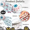 2PCS Halloween Hair Clips Skeleton Hands Bone Hair Clips Claws with Eyeball Hairpin Punk Rock Horror Blood Hair Clip for Women Girls Hair Accessories