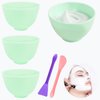 4 Pcs Diy Silicone Facial Mask Mixing Bowl, 3.93 Inch Microwavable Home Use Facial Bowl with Double-ended Stirring Bar, Facial Mud Bowl for Facial Mask, Mud Mask and Other Skincare Products