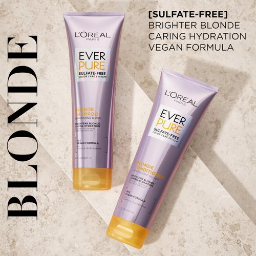 L'Oreal Paris Blonde Sulfate Free Conditioner for Color-Treated Hair, Neutralizes Brass + Balances, EverPure, 8.5 Fl Oz (Packaging May Vary)