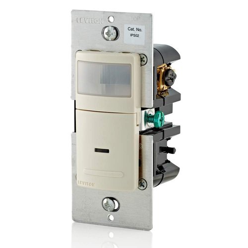 Leviton IPS02-1LT Decora Motion Sensor In-Wall Switch, Auto-On, 2.5A, Single Pole, Light Almond