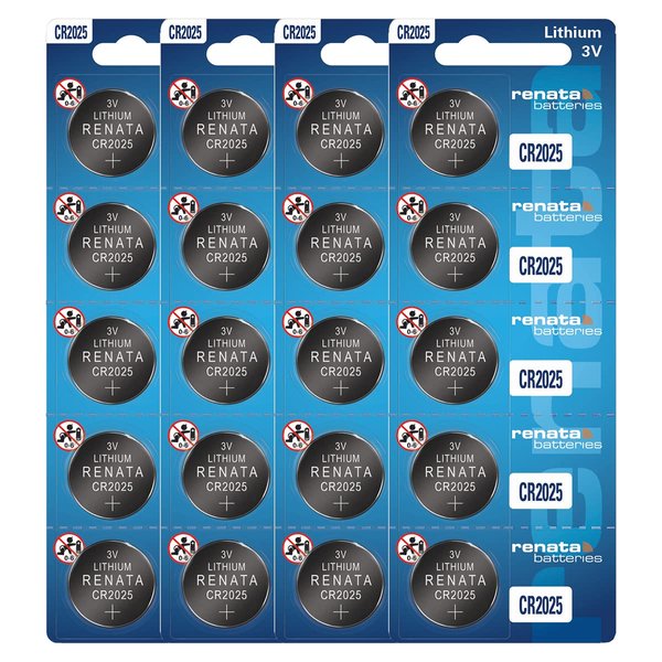 Renata CR2025 Batteries - 3V Lithium Coin Cell 2025 Battery (20 Count)
