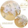 Gorais White Flower Bride Wedding Hair Comb Silver Leaf Bridal Hair Pieces Crystal Side Combs Hair Accessories for Women and Girls