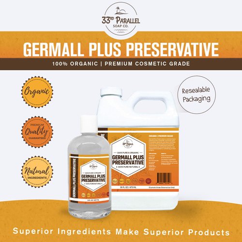 GERMALL PLUS PRESERVATIVE Liquid ( 16 oz ) Paraben-Free; Formaldehyde-Free; Water & Oil Soluble | Suitable for Soap Making, Lotions, Conditioners, Creams | Keeps Products Fresh & Safe | 16 OUNCES