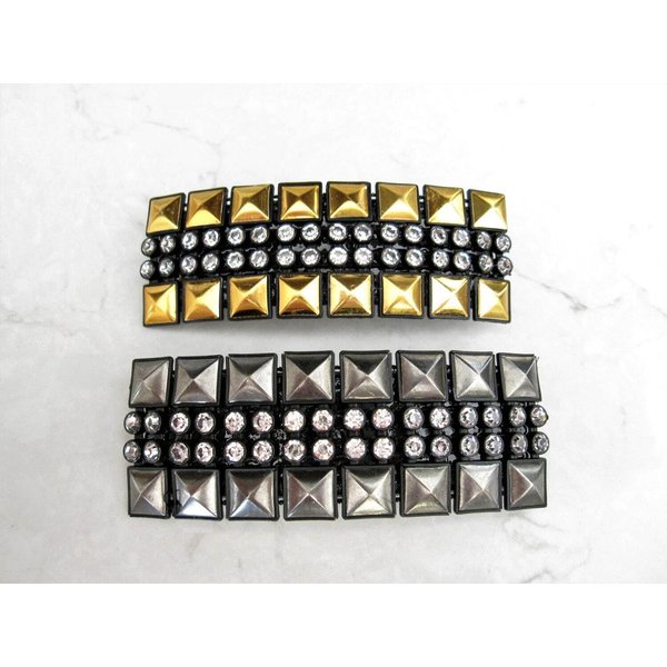 Generic Gold or dark silver Metal and rhinestone crystal hair clip clamp barrette (Primary color: Gold)