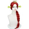 Long Red Braid Princess Wig + Crown Hair Comb + Wig Cap Pre-styled Red Wigs Synthetic Fiber Hair for Women Halloween Party