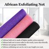 3 Pcs African Exfoliating Net Sponge - 31.5 Inch Loofah Body Scrubber Bath Sponge Back Scrubber for Shower Exfoliating Washcloth Towel Woven for Women Men Skin Smoother Daily Use (Pink,Black,Purple)