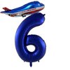 Navy Blue Balloon Airplane Birthday Party Decorations,40 Inch Numbers 6th Birthday,Baby Shower Wedding Anniversar Celebration Decoration Balloons,Decor Theme Party Supplies (Navy Blue Number 6)