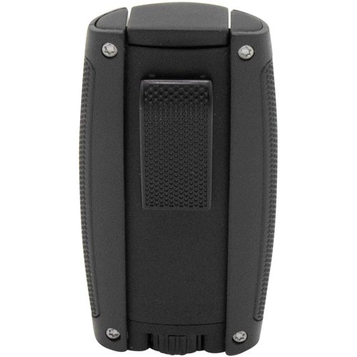 Xikar Turismo Double Jet Flame Cigar Lighter, Attractive Gift Box, Pocket-Friendly, Protective Flip-Lid, Over-Sized Fuel Tank, Matte Black