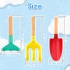 UMUACCAN 6 Piece Kids Beach Tools,Children Beach Sand Toys, Made of Metal with Sturdy Wooden Handle,Safe Beach Gardening Set,Spoon, Fork, Trowel, Rake & Shovel for Kids