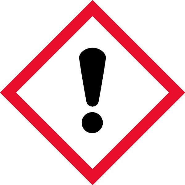 OSHA Compliant, GHS Exclamation Mark, Pictogram, Red Border, Black Symbol, Picto, White Base, Laminated, Safety Decal Label Vinyl Sticker, (2" x 2" (4 per))