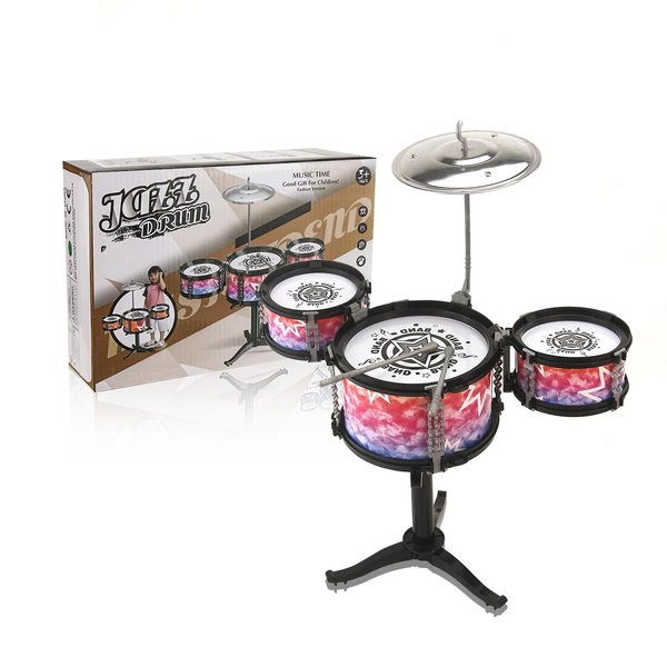 BOROLA Kids Rock Jazz Drum Set Beginner’s Musical Learning & Education Toys Durable Kit Ideal for Boys & Girls Ages 0-3(3 Drums Pink and White Set)