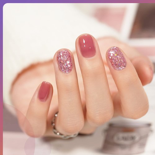 GAOY Glitter Gel Nail Polish Set of 6 Colors Including Pink White Gold Purple Gel Nail Kit for Nail Art DIY Manicure and Pedicure at Home