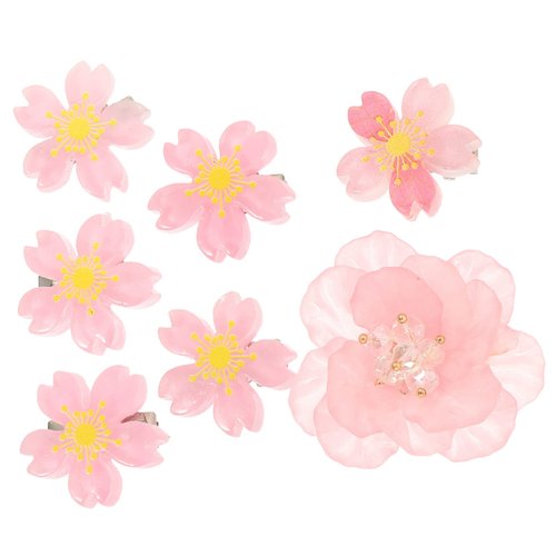 Beatifufu 7pcs Cherry Blossom Hairpin Flower Hairpins Flower Hair Barrettes Floral Duckbill Hairpins Hair Jewels for Women Hair Clips for Girls Flower Girl Hair Accessory Pink
