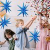 6 Pcs Blue Star Foil Balloons One-Piece 14-Pointed Star Balloons 4D Starburst Cone Mylar Balloons 22inch Christmas Birthday Wedding Wedding Anniversary Party Supplies(Blue)