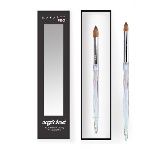 Kolinsky Acrylic Nail Brush for Acrylic Powder and EMA Monomer Application, Made for Professional Nail Technicians, Size #8