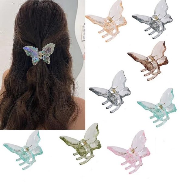 Nenluny 6pcs Butterfly Hair Claw Clips Butterfly Hair Clips Women Girls Clear Butterfly Hair Clips Beautiful Butterfly Hair Clips Accessories