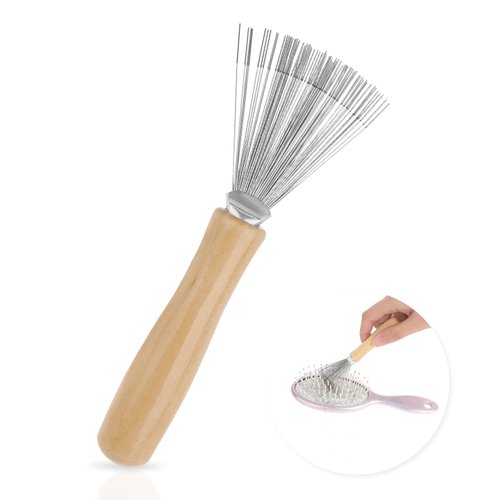 1 Pack Hair Brush Cleaning Tool,Comb Cleaner Brush Hair Brushes Cleaner Wooden Handle Hair Remover Mini Hair Brush Comb Cleaning Brush for Removing Hair Dust Home Salon Use Rake Design