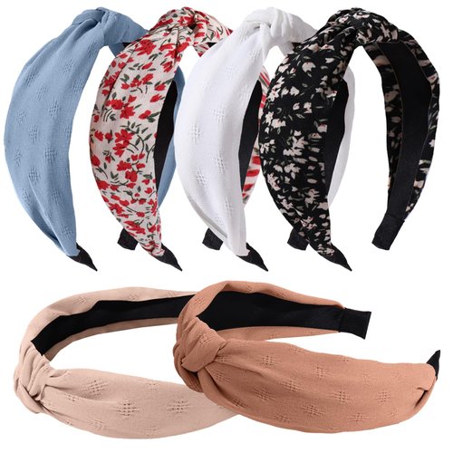 AUDTOPE 6Pcs Headbands for Women Knotted Headband for Women Non Slip Womens Headbands Fashion Cute Hair Bands for Women's Hair Wide Headbands Non Slip Hair Accessories for Women