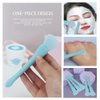 Face Washing Set,Facial Washing Brush, Headbands, Wrist Band, Facial Mask Brush，and Powder Puff（Blue 6pcs）