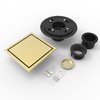 WEBANG 6 Inch Shower Square Drain Gold Floor Drain with Flange Reversible 2-in-1 Cover Tile Insert Grate Removable SUS304 Stainless Steel CUPC Certified Brushed Gold Brass