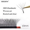 SEEDEW 5D Lash Extensions, 0.07mm D Curl 9mm 12 Rows/Tray, W Shape Flat Stem, Korean PBT Volume False Eyelashes Grafting for Beginner Artist, Lash Tech, Beauty Salon(5D-Matte Black-0.07-D-9mm)