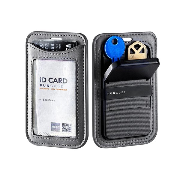 PUNCUBE Badge Holder/Wallet-ID Card Holder with Key Holder and 3 Cards Slot - (Holds 1to 3 Cards) for Office, Work