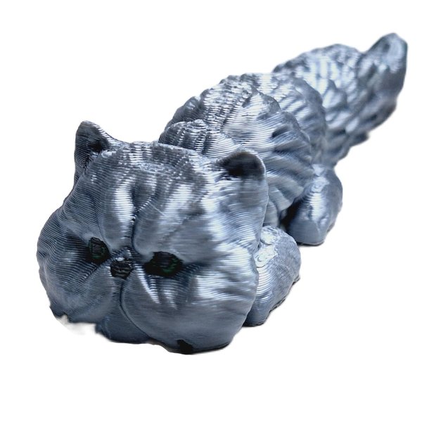 Flexibabies Cute Mini Kitten Fully Articulated 3d Printed 3.5" baby cat Fidget Toy (Gray Persian)