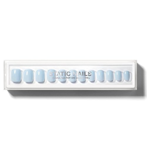 Static Nails Reusable Pop-On Manicure Set, Non-Damaging Glue-On Nails (Vanilla Clouds Square) - False Nails with Static Nail Glue, Nail Set, Fake Acrylic Press On Nails