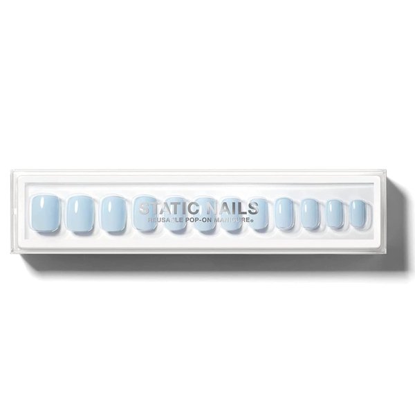 Static Nails Reusable Pop-On Manicure Set, Non-Damaging Glue-On Nails (Vanilla Clouds Square) - False Nails with Static Nail Glue, Nail Set, Fake Acrylic Press On Nails