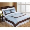 Hotel Blue and Chocolate 3pc Full/Queen Comforter Cover (Duvet-Cover-Set) 100% Cotton 300 TC