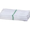 Atlas 48-Pack Economy 16x27 Salon Gym Hand Towels, 100% Cotton, White with GREEN STRIPE Eco-Friendly