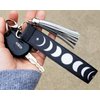 Moon Phase Keychain with Tassel Witchy Gifts for Women Witchcraft Wrist Lanyard Strap