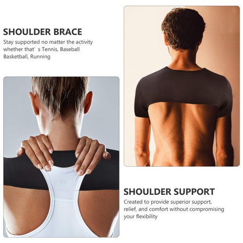 EXCEART Double Shoulder Brace Stability Compression Sleeve Back Shoulder Support Wrap Change Posture Humpback for Men Women Size M