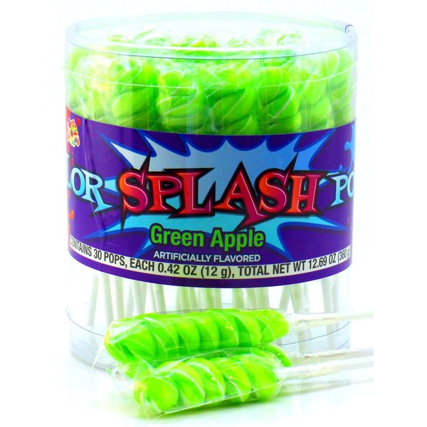 Color Splash Pops, Green Apple Flavor, 30 Count Tub