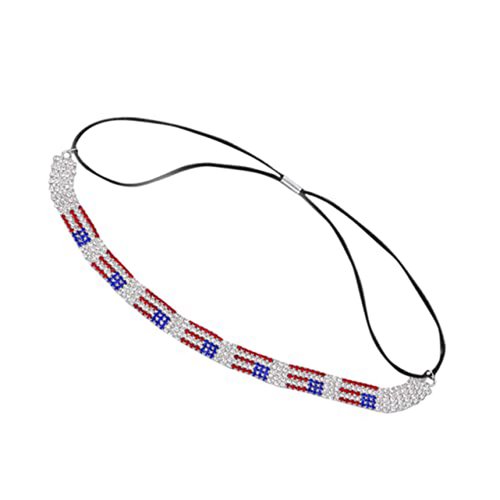 BinaryABC American Flag Rhinestone Hair Band,4th of July Patriotic Sparkly Headband, Fourth of July Mmemorial Day Hair Accessories