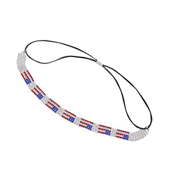 BinaryABC American Flag Rhinestone Hair Band,4th of July Patriotic Sparkly Headband, Fourth of July Mmemorial Day Hair Accessories