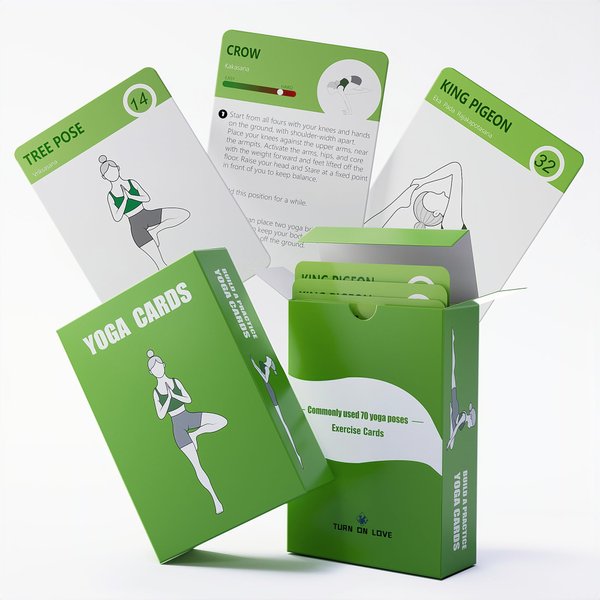 TurnOnLove Yoga Exercise Cards-Yoga Poses Poster Workout Cards for Women, Yoga Stuff Set of 70 Flash Cards for Home & Gym