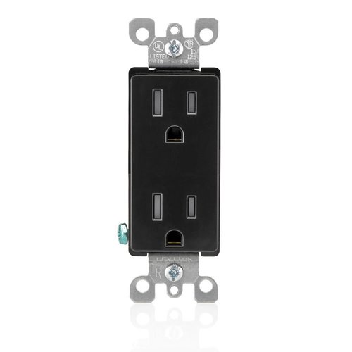 Leviton 15 Amp Decora Tamper-Resistant Duplex Electrical Wall Outlet, Black, T5325