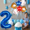 Baseball Balloons 2nd Birthday Decorations for Boys, Baseball Party Decorations Baseball Sports Theme Party Supplies, 40 inch Foil Number Balloons Number 2 Balloon Blue Red White Sports Balloon Kits