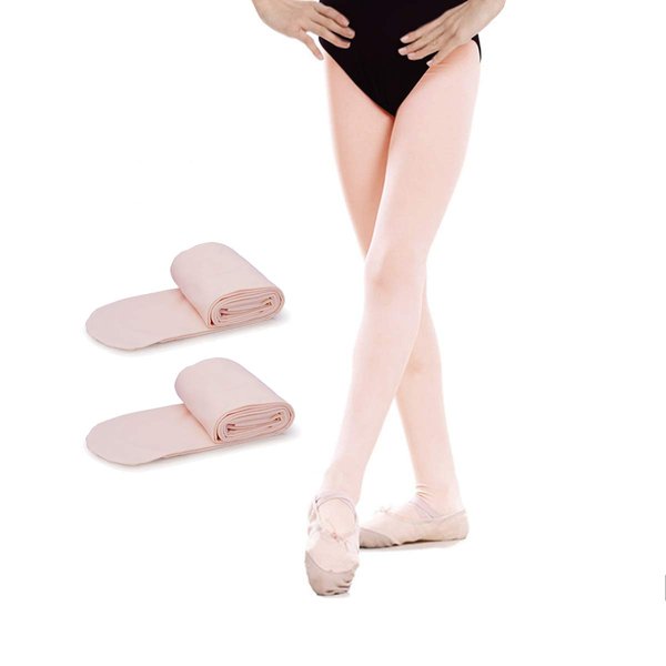 2 Pairs Girls' Ultra Soft Pro Dance Tights Ballet Footed Tight (Toddler/Little Kid/Big Kid/women) (pink 2 pairs, S (5-8 years))