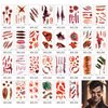 Generic Halloween Scar Tattoos 30 Sheets Temporary Tattoos Waterproof Zombie Makeup Fake Bloody Wound Stitch Scar Party Tattoos Sticker