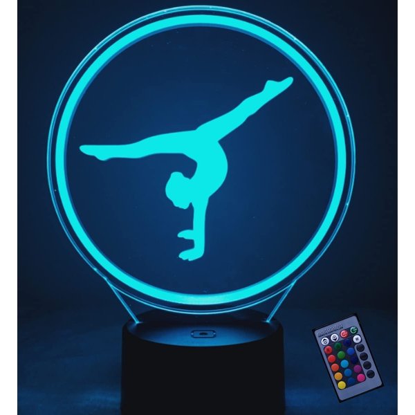 YTDZLTD Creative 3D Gymnastics Night Light 16 Colors Changing USB Power Remote Control Touch Switch Decor Lamp Optical Illusion Lamp LED Table Desk Lamp Children Kids Christmas Brithday Gift
