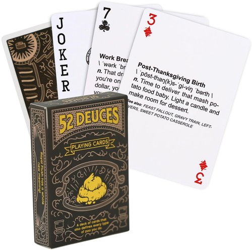 Good Egg Greetings 52 Deuces Funny Playing Cards - Poop Themed Deck of Cards - Funny Playing Cards for Adults - White Elephant Gag Gift Poker Cards